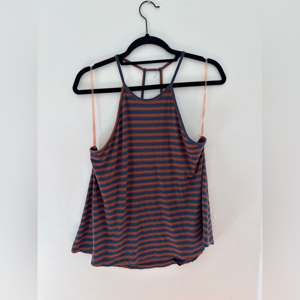 Striped Halter Top - Blue and Orange